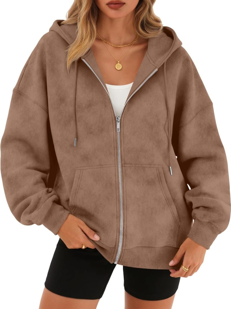 Zip Up Hoodies for Women Oversized Acid Wash Sweatshirt Winter Fashion Jacket Cute Y2k Fall teen girls pullover