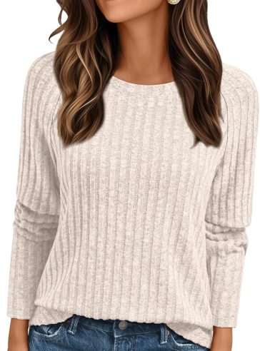 Womens Long Sleeve Shirts Fall Fashion Tops  Crewneck Dressy Sweaters Tunic Winter Clothes Casual Outfits