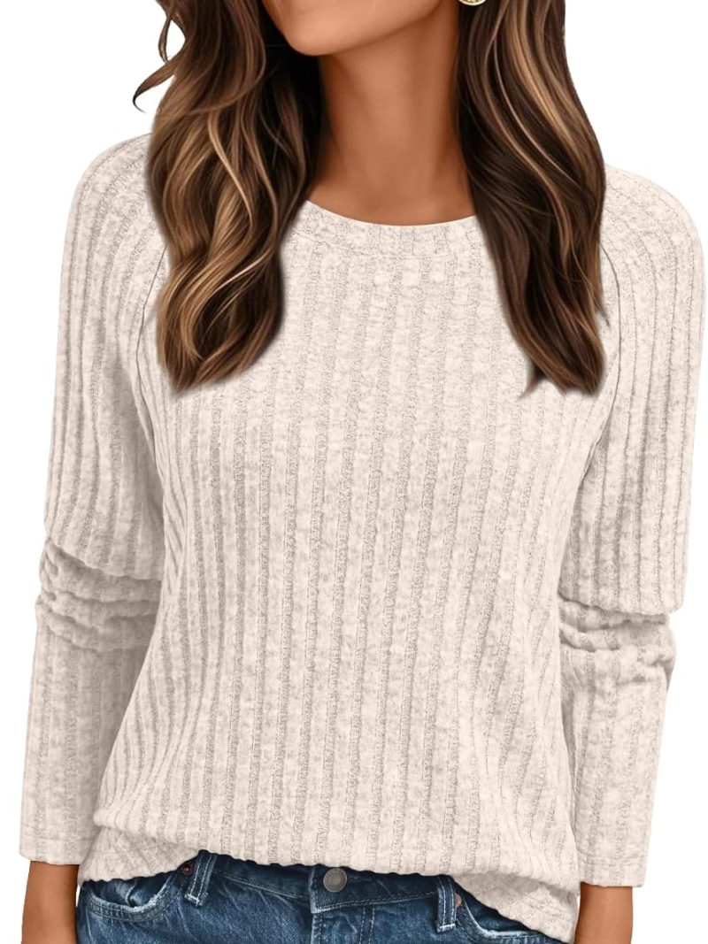 Womens Long Sleeve Shirts Fall Fashion Tops  Crewneck Dressy Sweaters Tunic Winter Clothes Casual Outfits