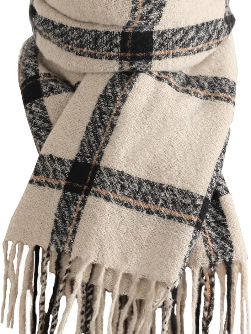 Winter Scarfs for Women, Long Blanket Scarf, Fashion Soft Taseel Plaid Scarf, Chunky Oversized Shawls and Wraps