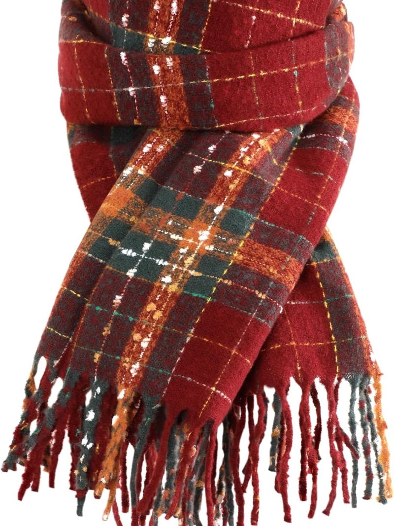 Women Winter Scarf, Fashion Plaid Scarfs for Women, Soft Shawls and Wraps, Long Blanket Scarf