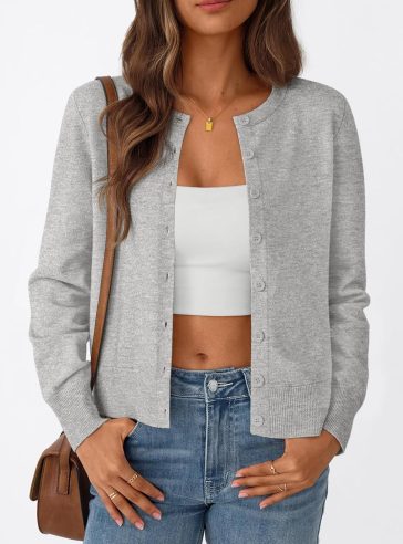 Womens Cardigan Sweaters Lightweight Crew Neck Long Sleeve Outfits Fall Fashion  Clothing