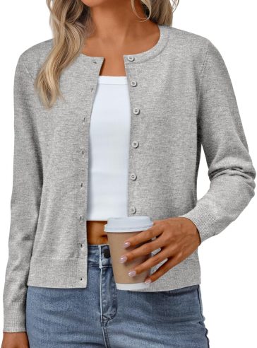 Womens Cardigan Sweaters Lightweight Crew Neck Long Sleeve Outfits Fall Fashion  Clothing