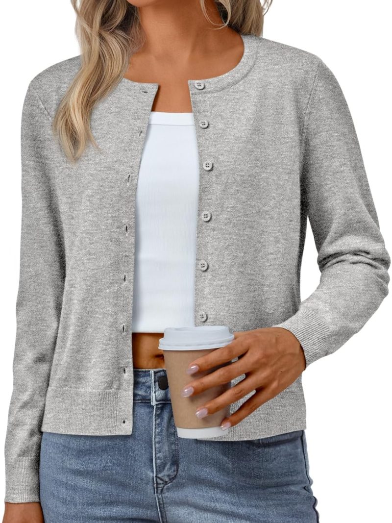 Womens Cardigan Sweaters Lightweight Crew Neck Long Sleeve Outfits Fall Fashion  Clothing